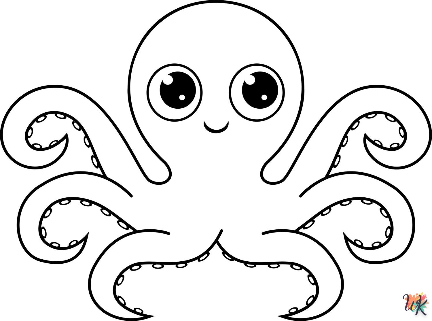 Octopus coloring page autumn online free to print