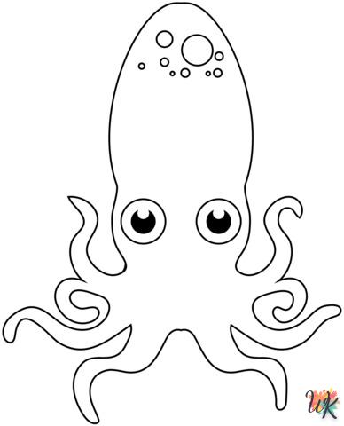 Octopus coloring page to print for 4 year olds