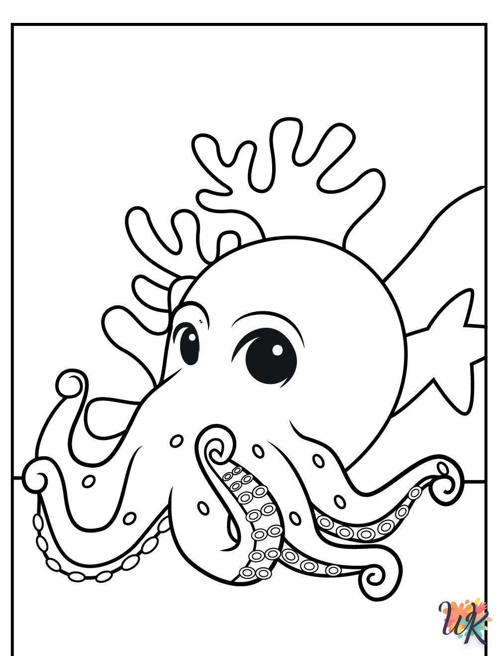 Octopus coloring page for children to print