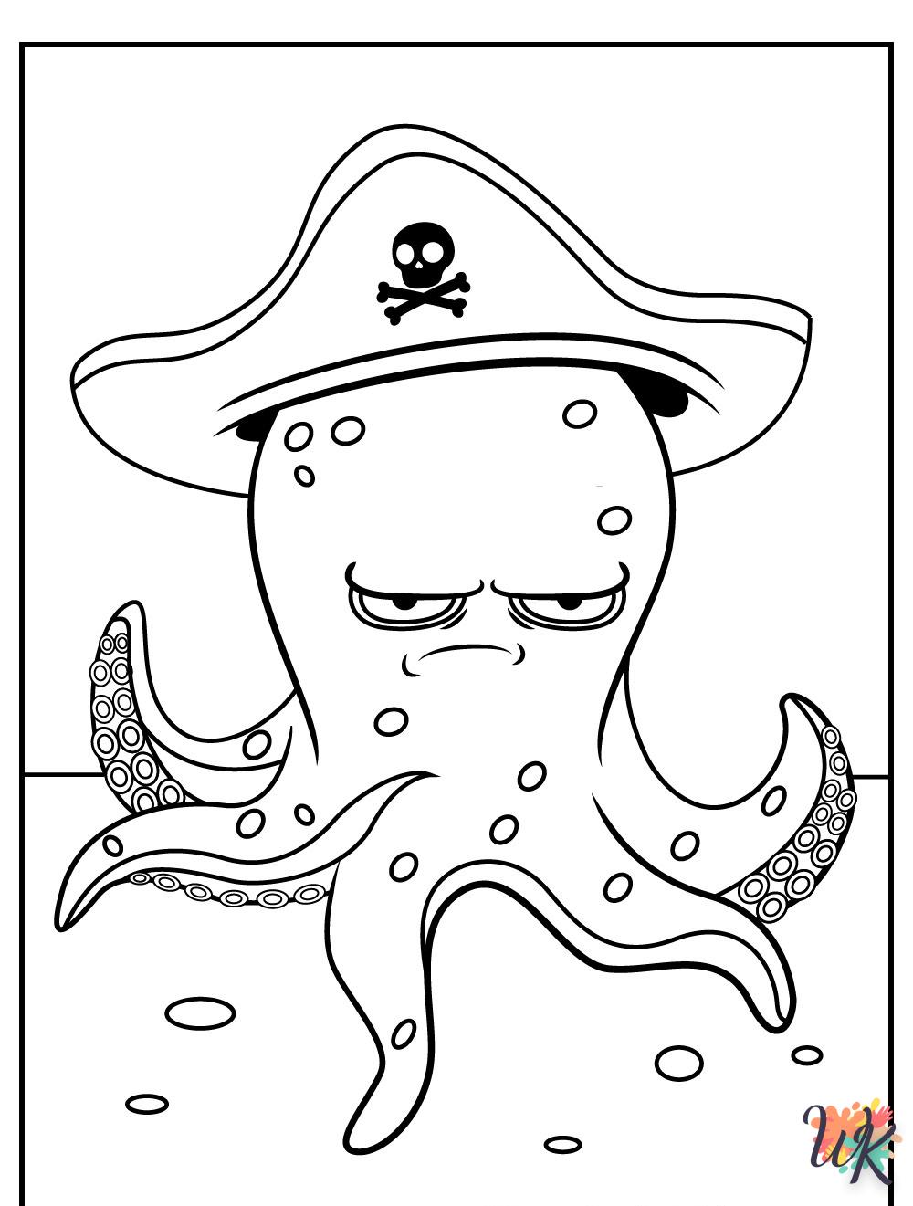 Octopus coloring page to print for 4 year olds 1