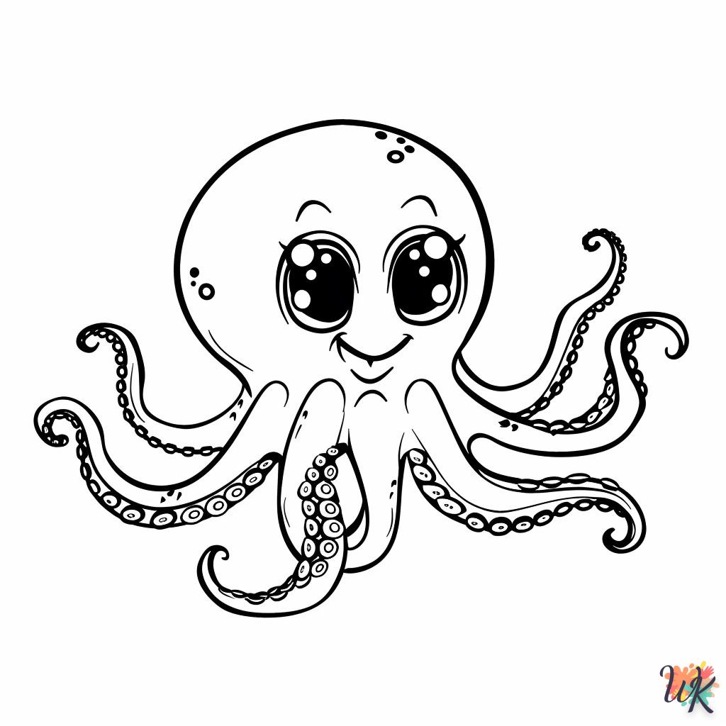 Octopus coloring page to print for children aged 6