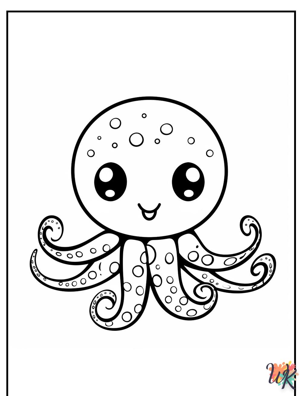 Octopus coloring page for children to print