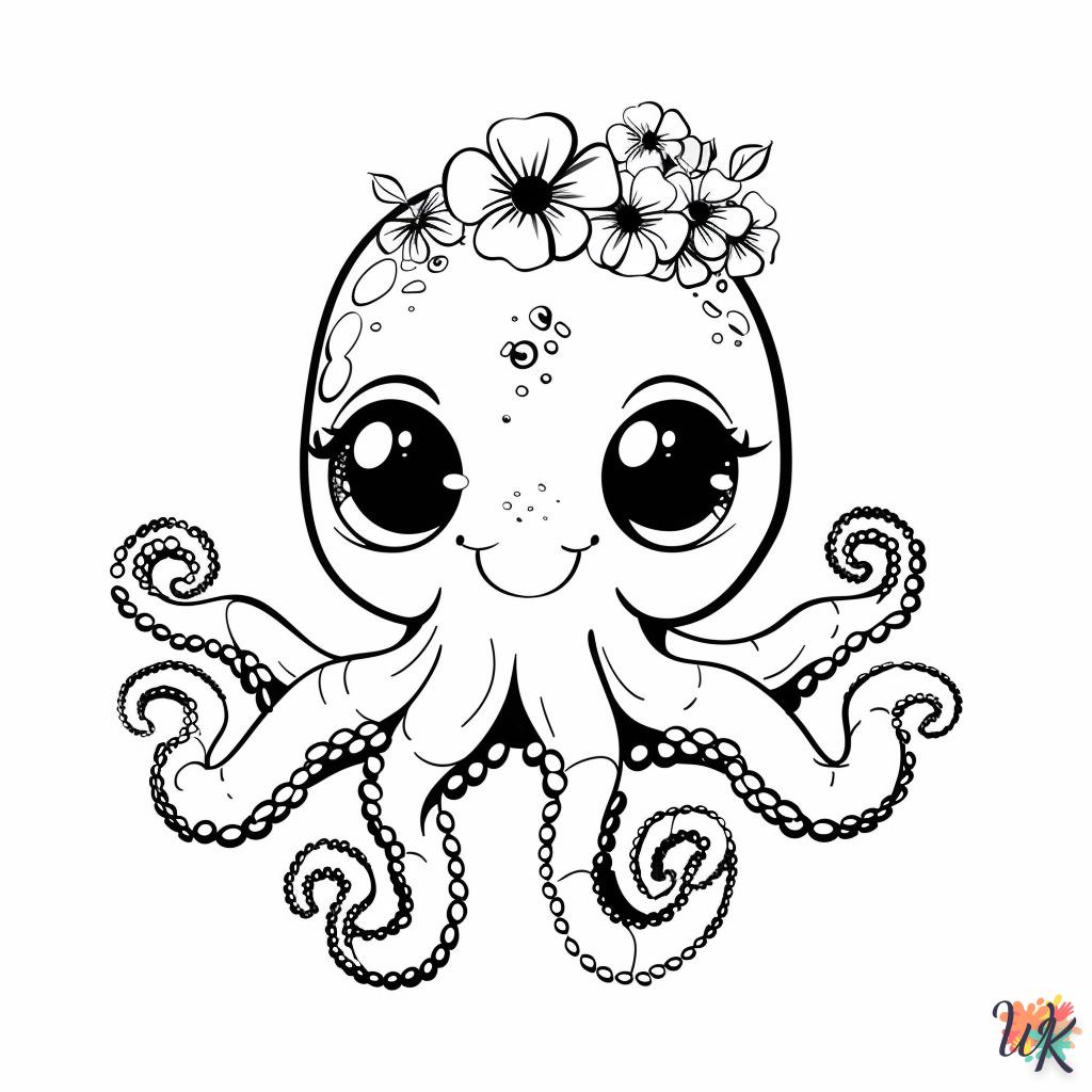 Octopus coloring page for children to download
