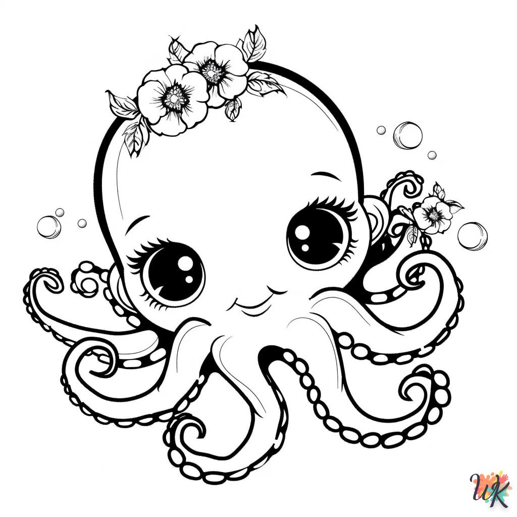 Octopus coloring page for baby to print