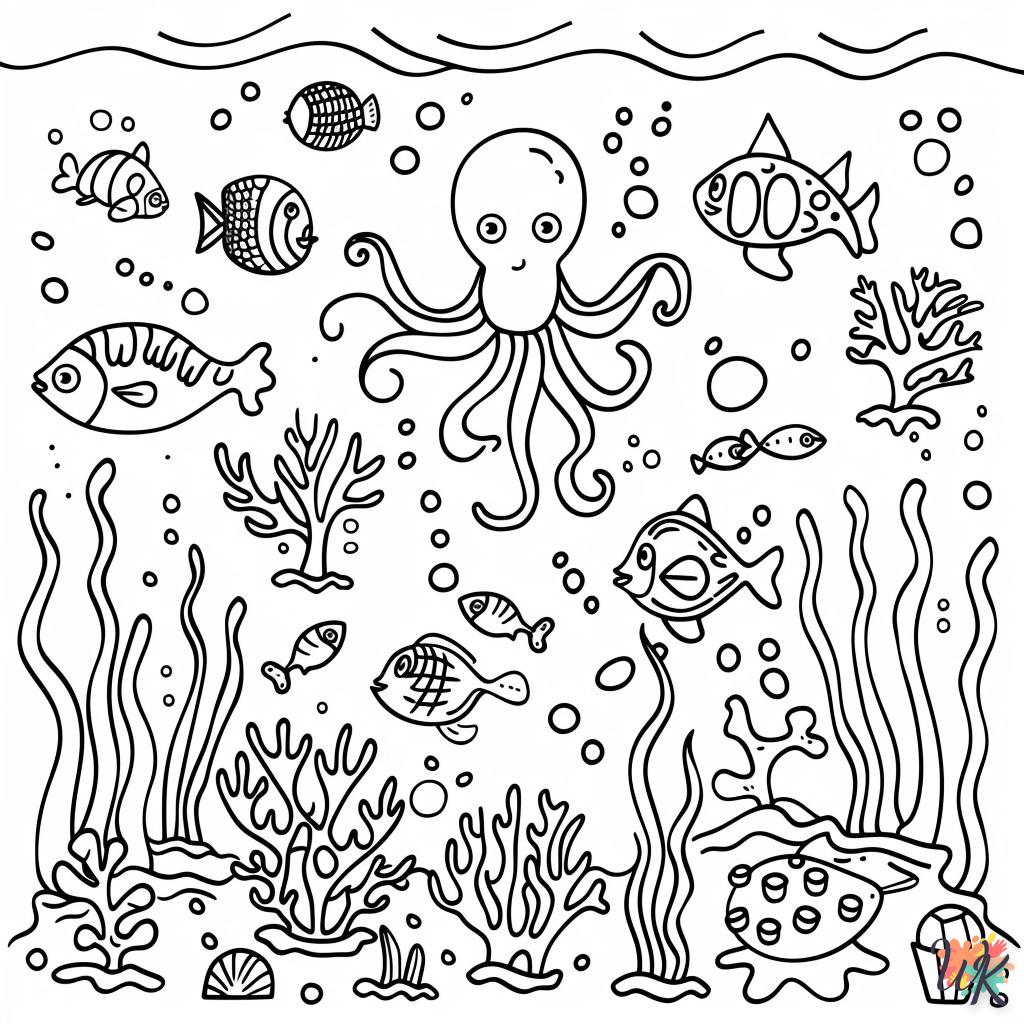 Octopus coloring page for children to print free