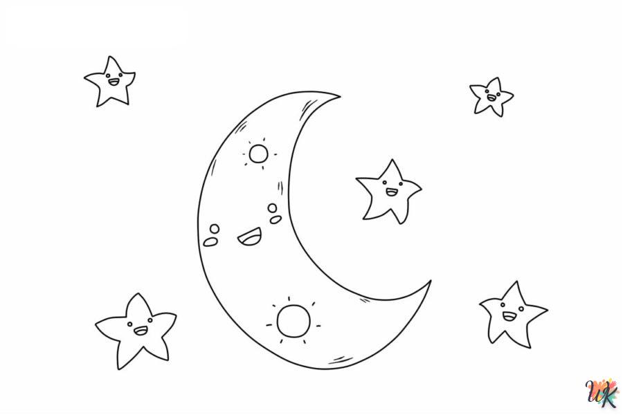 coloriage Lune  de noël gratuit à imprimer en ligne 1