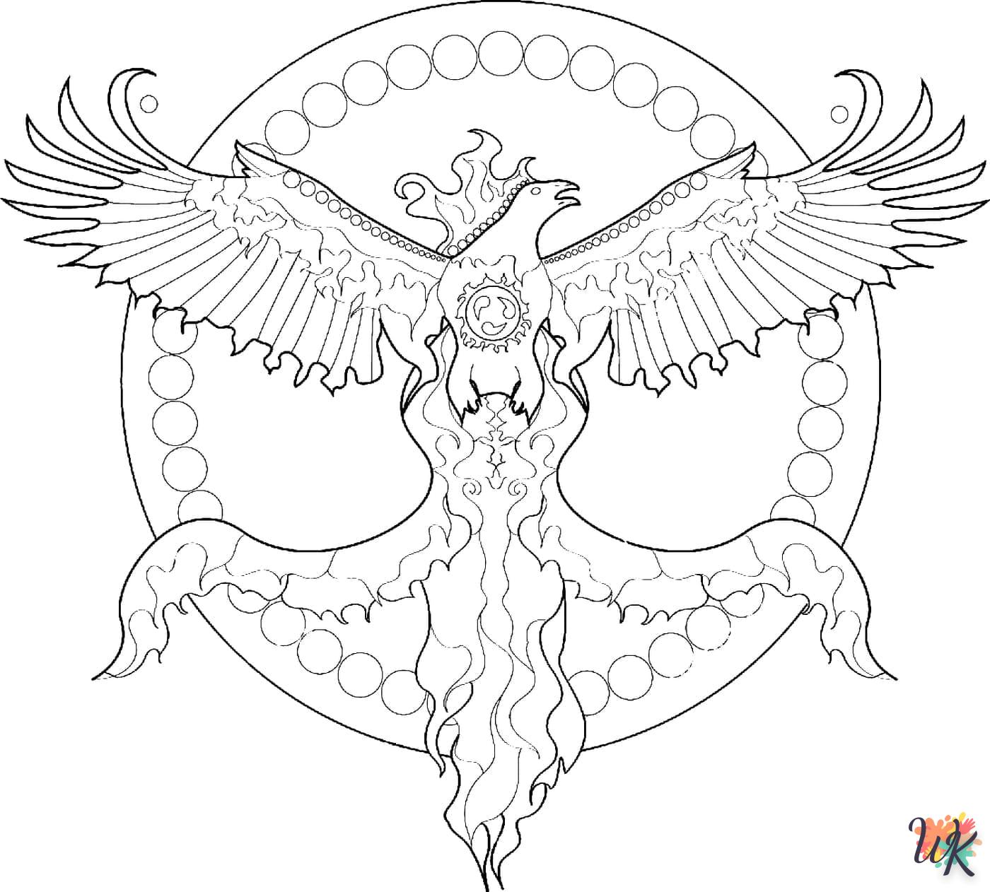 coloriage Phénix  à imprimer kawaii