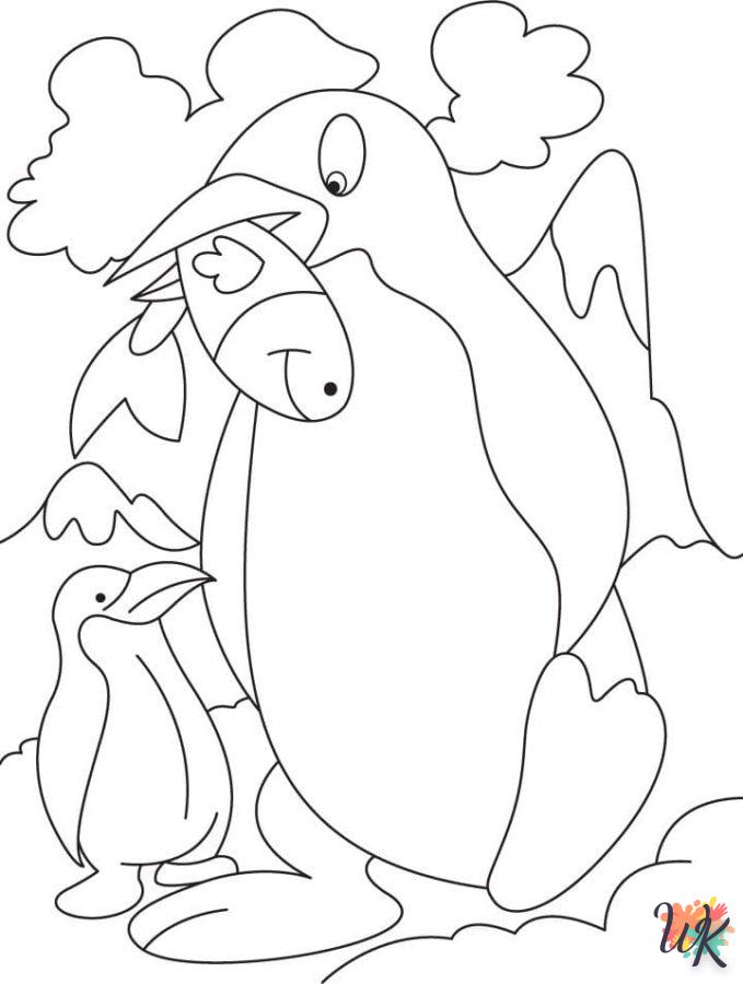 coloriage Pingouin  de noël gratuit à imprimer en ligne