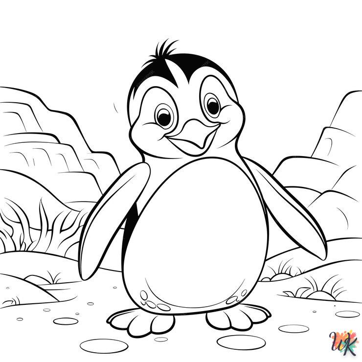 coloriage Pingouin  à imprimer kawaii