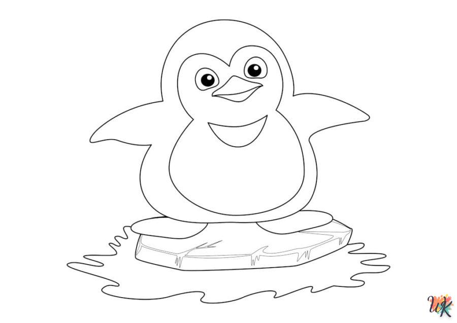 coloriage Pingouin  à imprimer kawaii 1