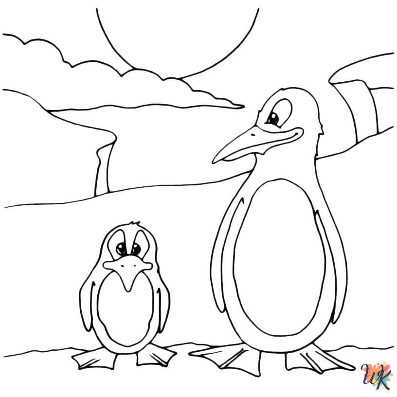 coloriage Pingouin  automne en ligne gratuit à imprimer
