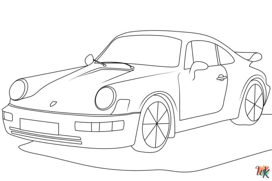 coloriage Porsche  à imprimer kawaii