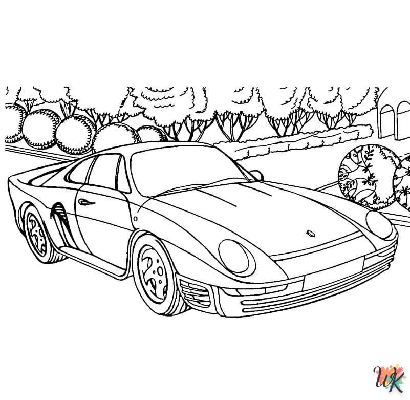 coloriage Porsche  enfant 8 ans a imprimer