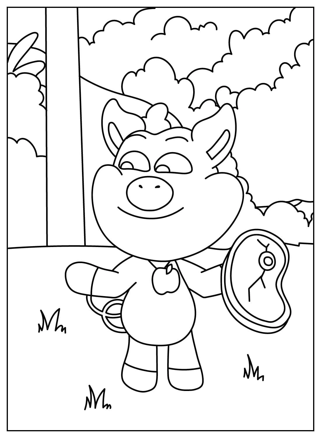 coloriage PickyPiggy  à imprimer pour enfant de 4 ans