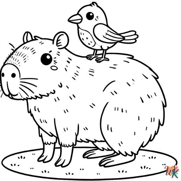 coloriage Capybara  de noël gratuit à imprimer en ligne 1