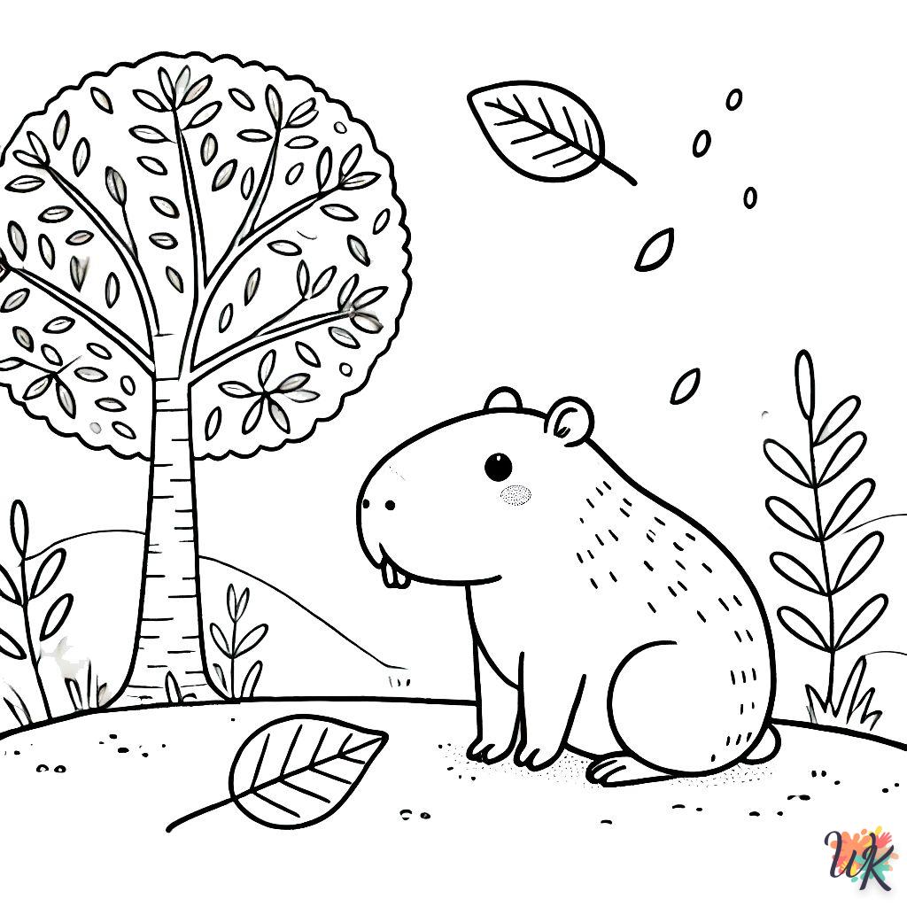 coloriage Capybara  et decoupage a imprimer gratuit