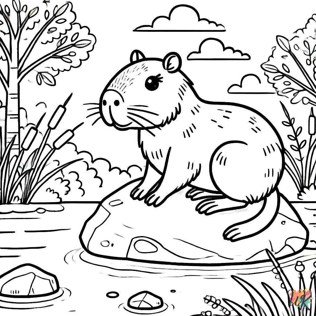 coloriage Capybara  enfant 2 ans a imprimer