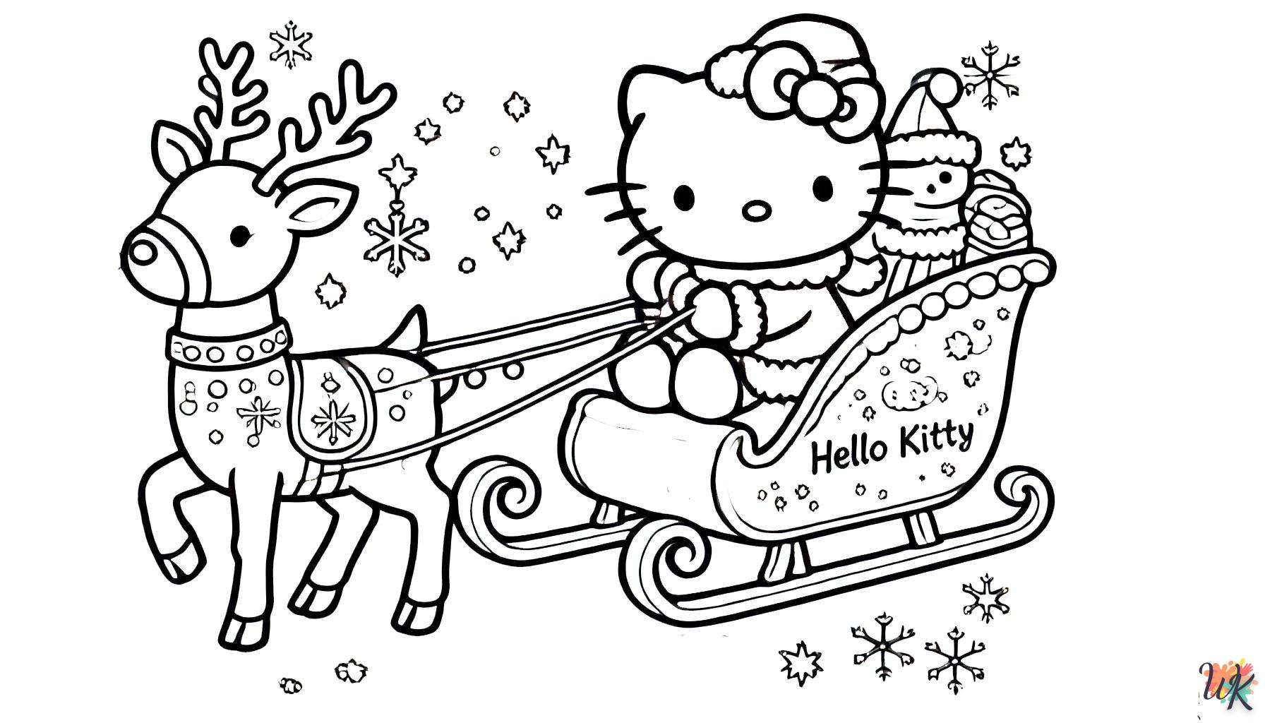 coloriage Hello Kitty Noël  et decoupage