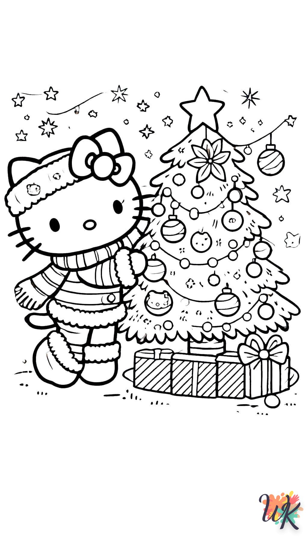 coloriage Hello Kitty Noël  à colorier en ligne 1