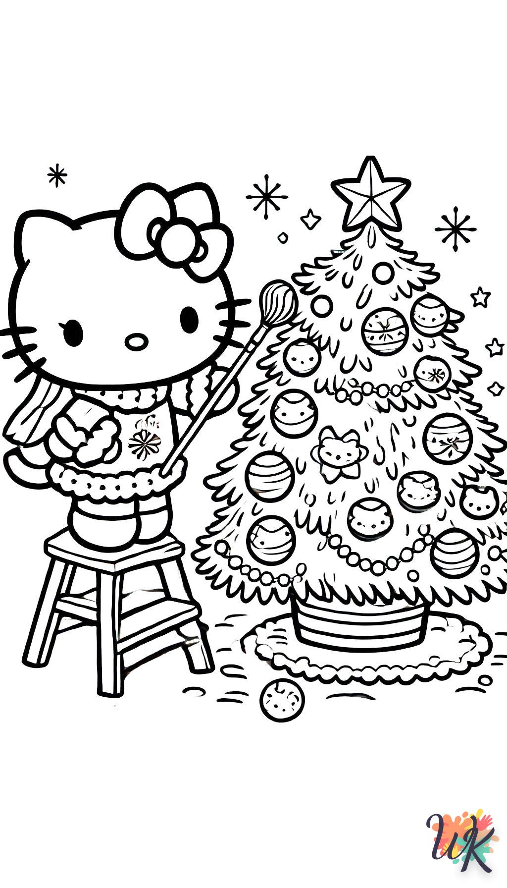 coloriage Hello Kitty Noël  bebe animaux a imprimer gratuit