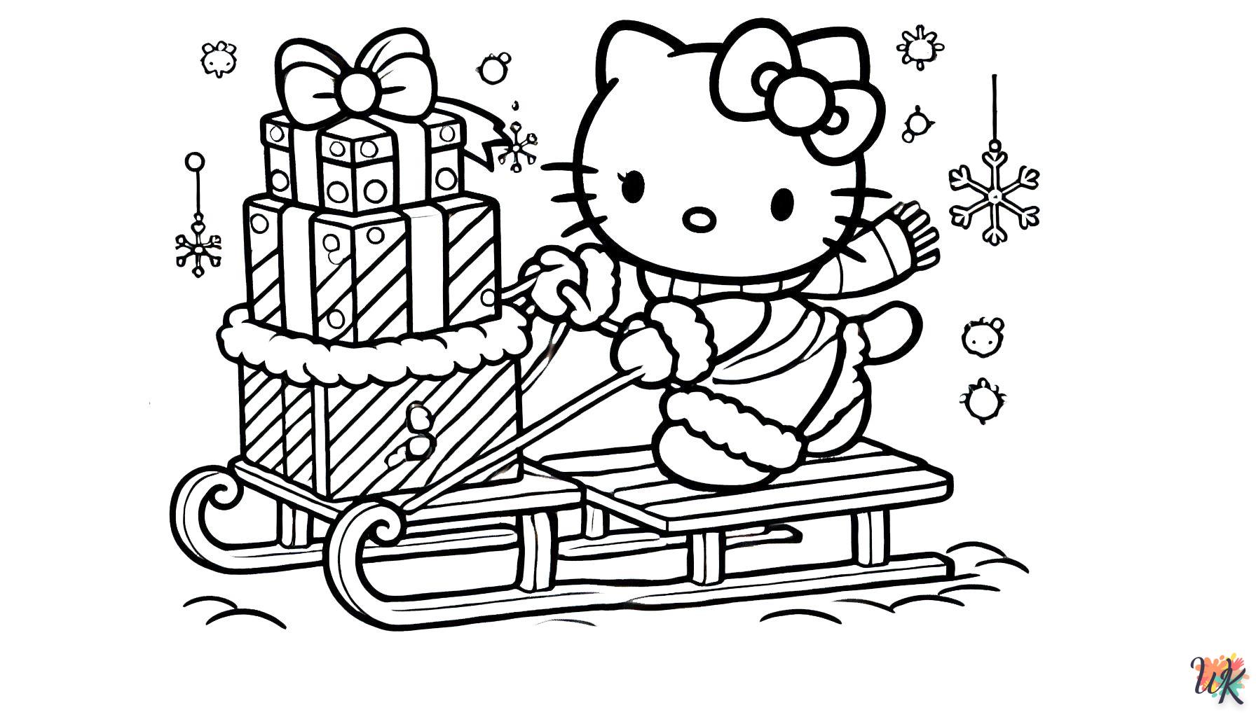 coloriage Hello Kitty Noël  pour enfant de à imprimer