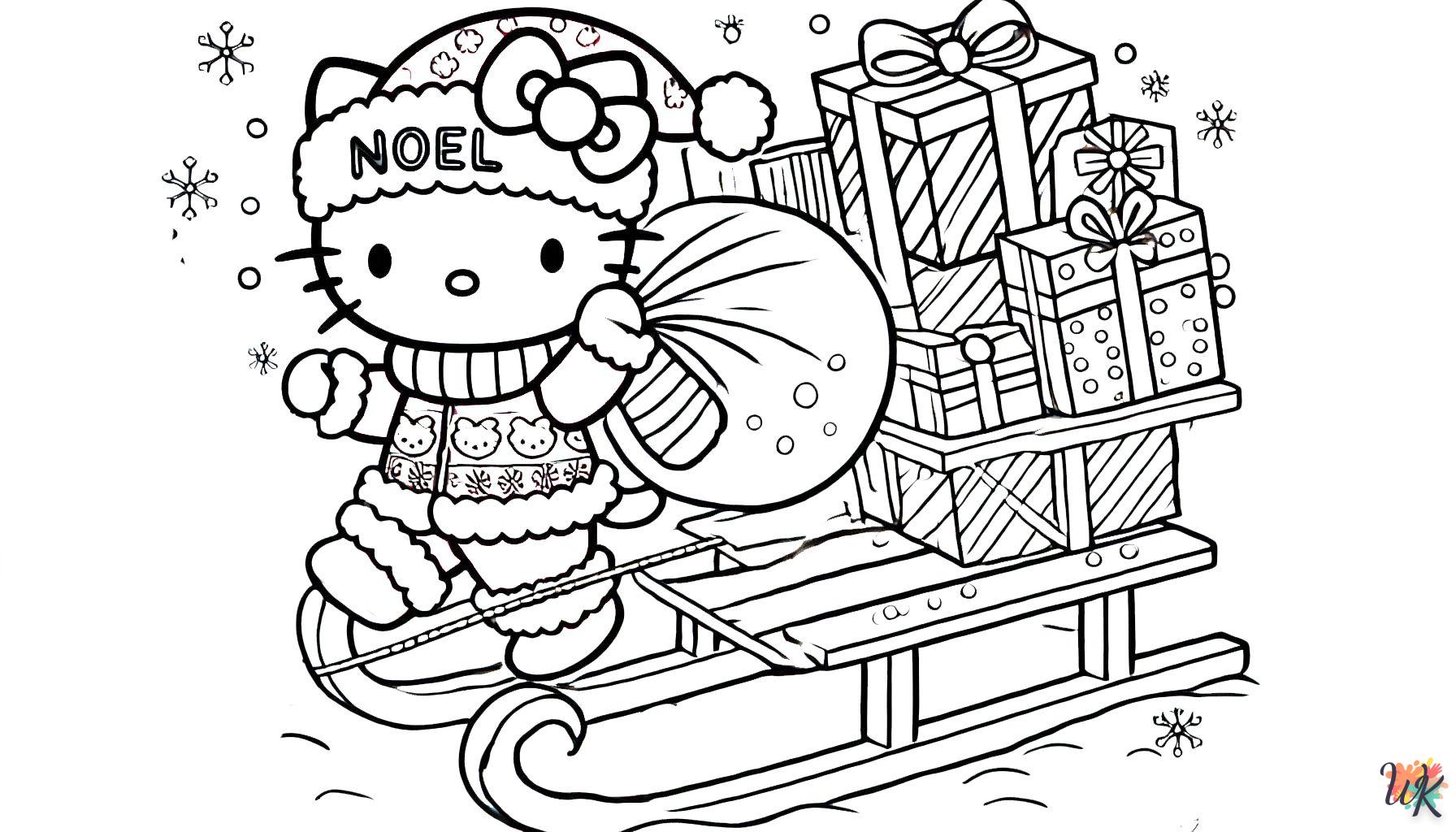 coloriage Hello Kitty Noël  de pour enfants