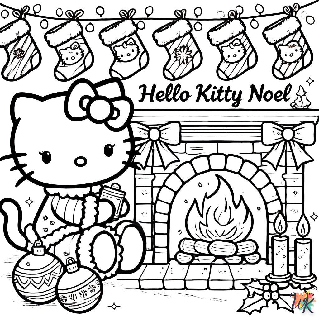 coloriage Hello Kitty Noël  et dessin a imprimer