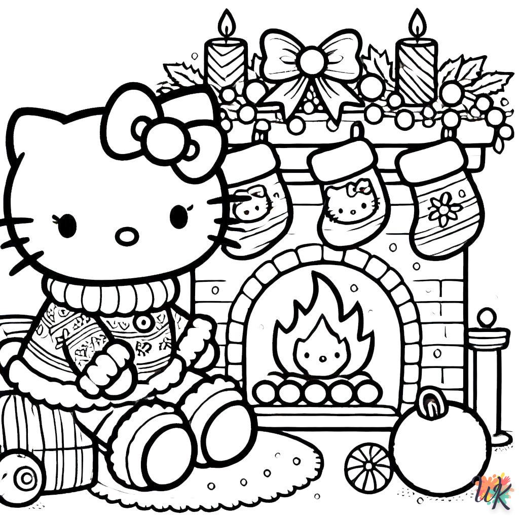 coloriage Hello Kitty Noël  en ligne gratuit pour 12 ans