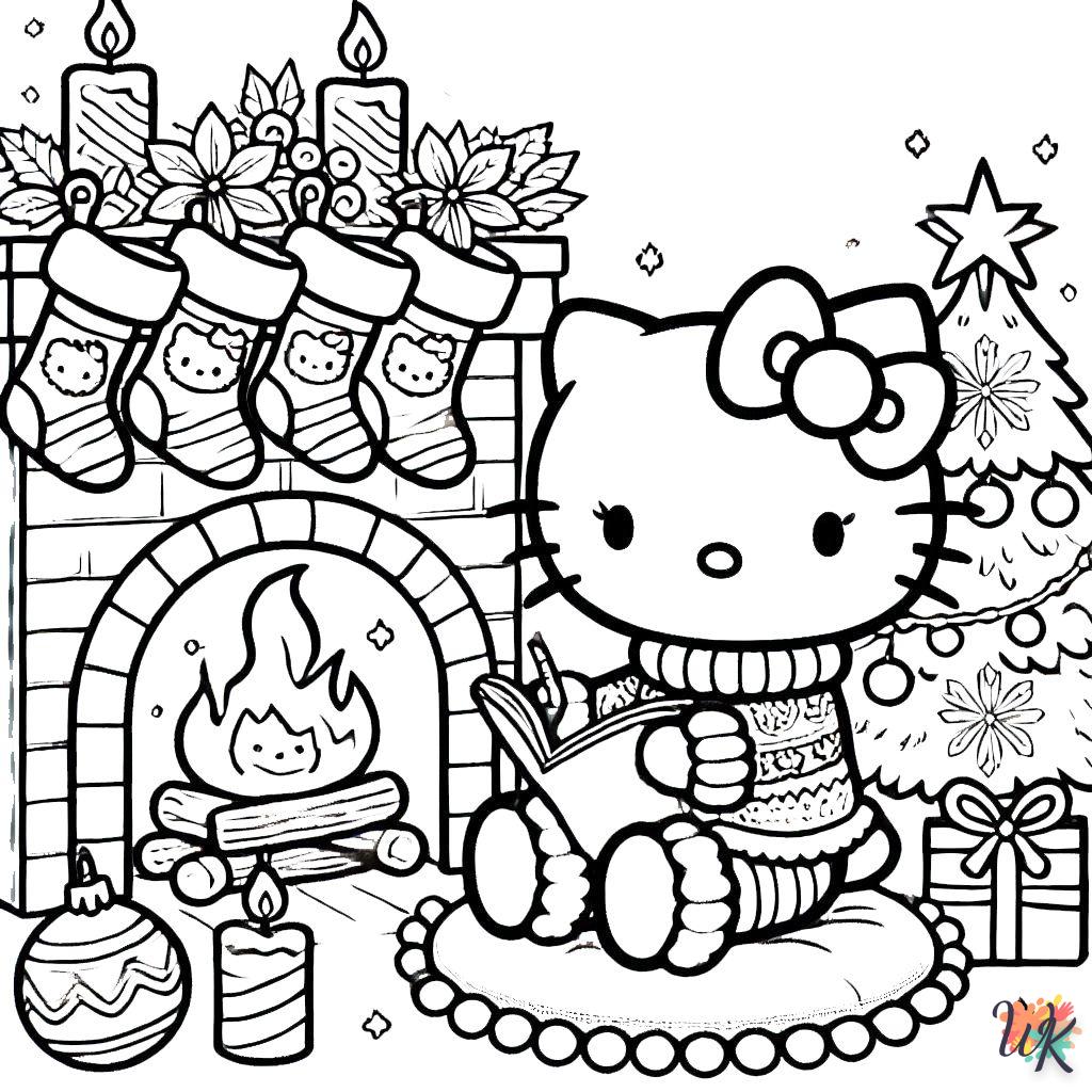 coloriage Hello Kitty Noël  à numéro adulte en ligne gratuit