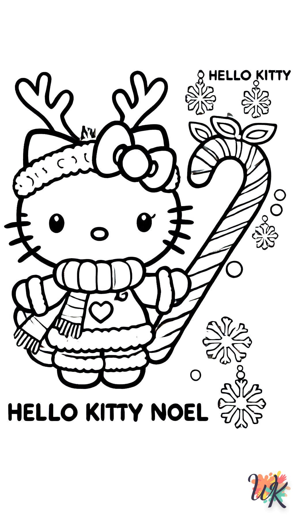 imprimer coloriage Hello Kitty Noël  pour enfant