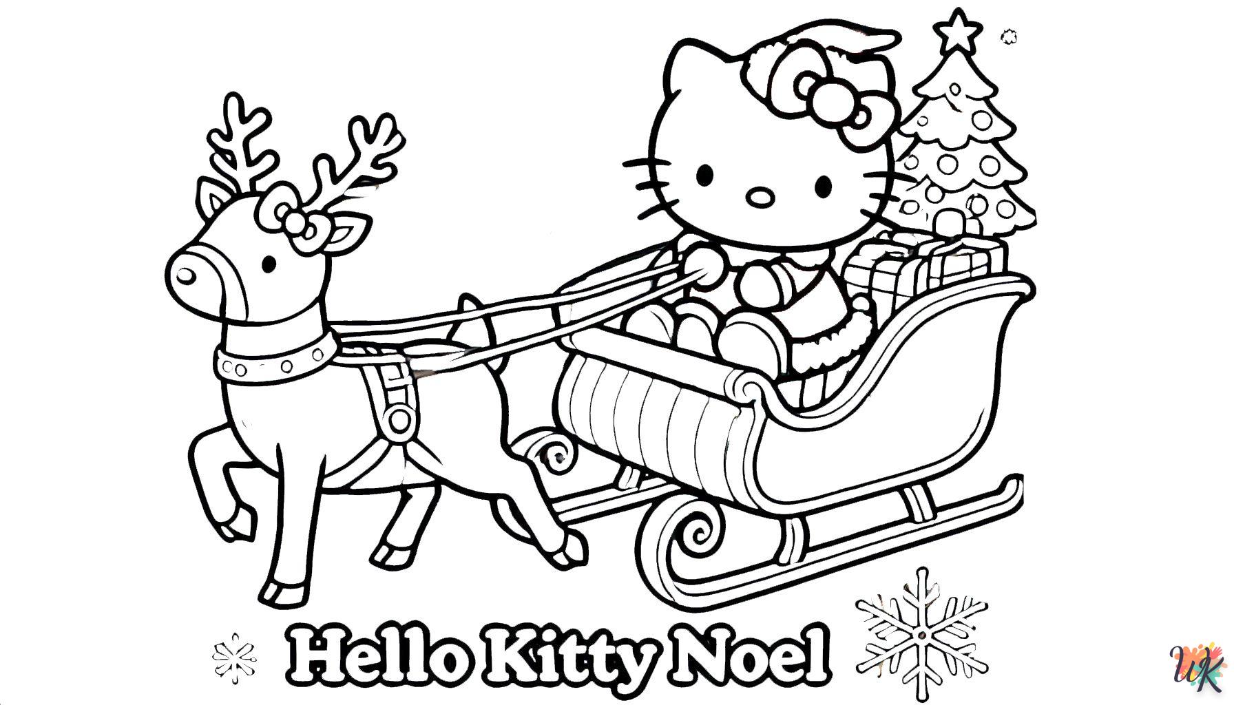 coloriage Hello Kitty Noël  à imprimer pour enfant de 2 ans