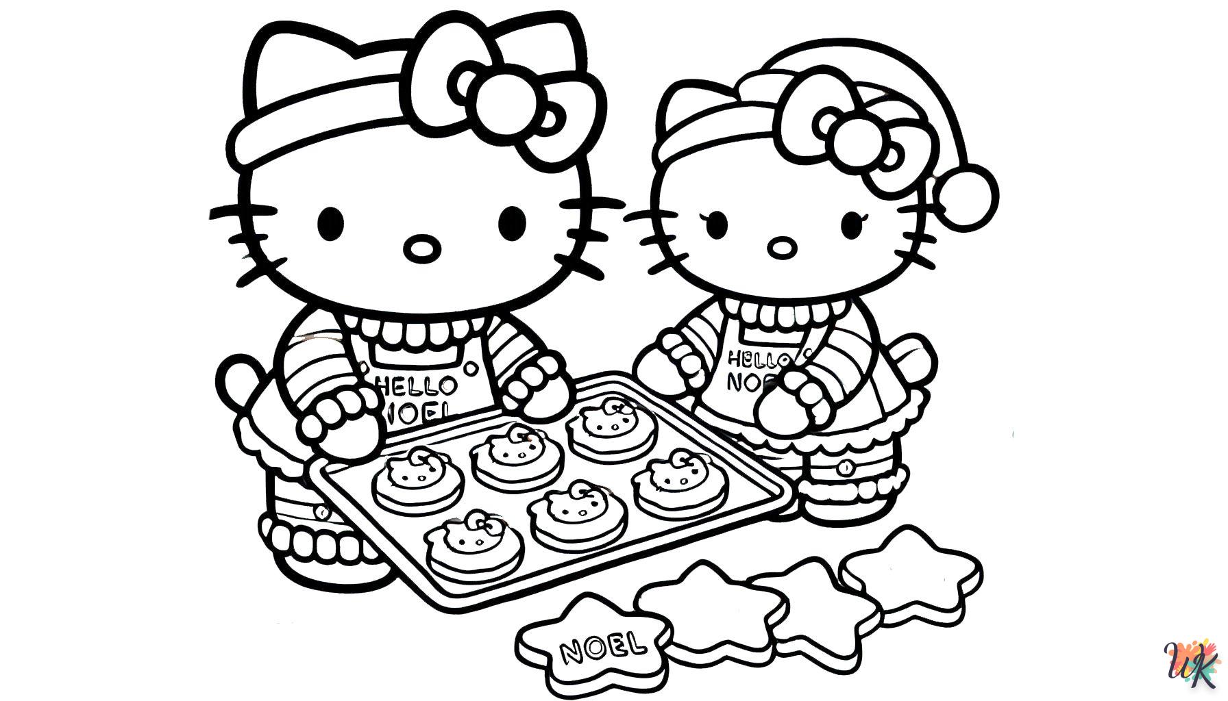 coloriage Hello Kitty Noël  pour enfant de 4 ans 1