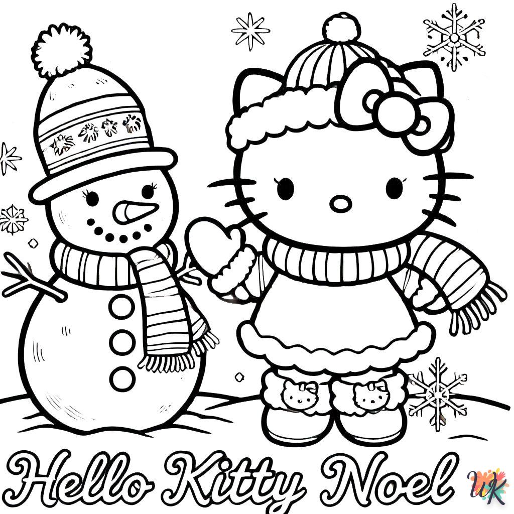 coloriage Hello Kitty Noël  magique à faire en ligne