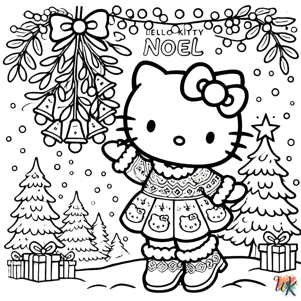 coloriage Hello Kitty Noël  et apprentissage