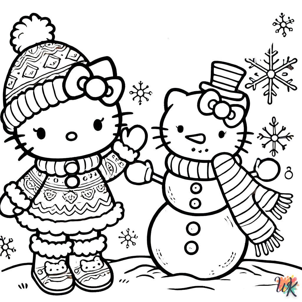 coloriage Hello Kitty Noël  pour enfant