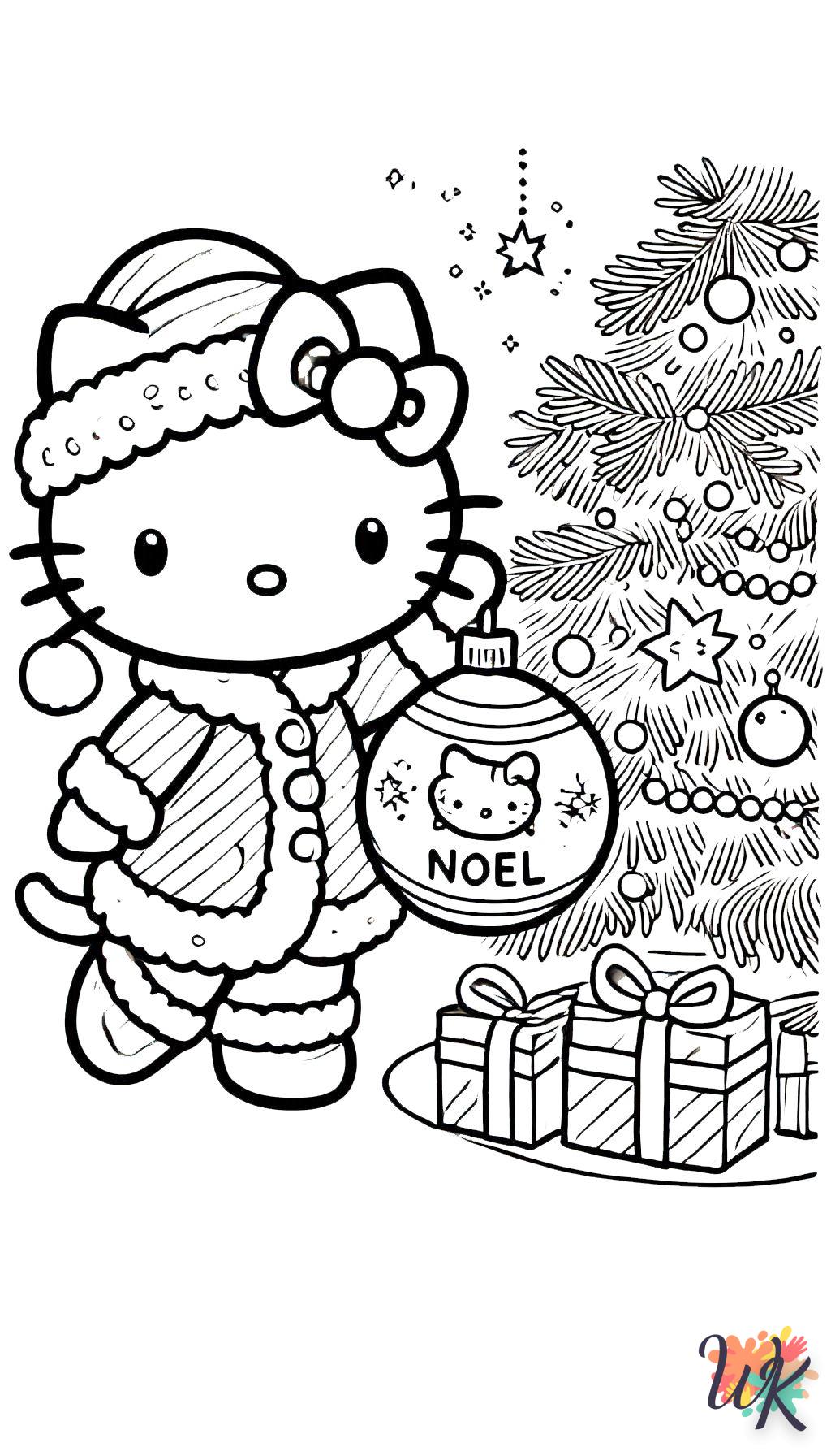 coloriage Hello Kitty Noël  pour enfant de 4 ans