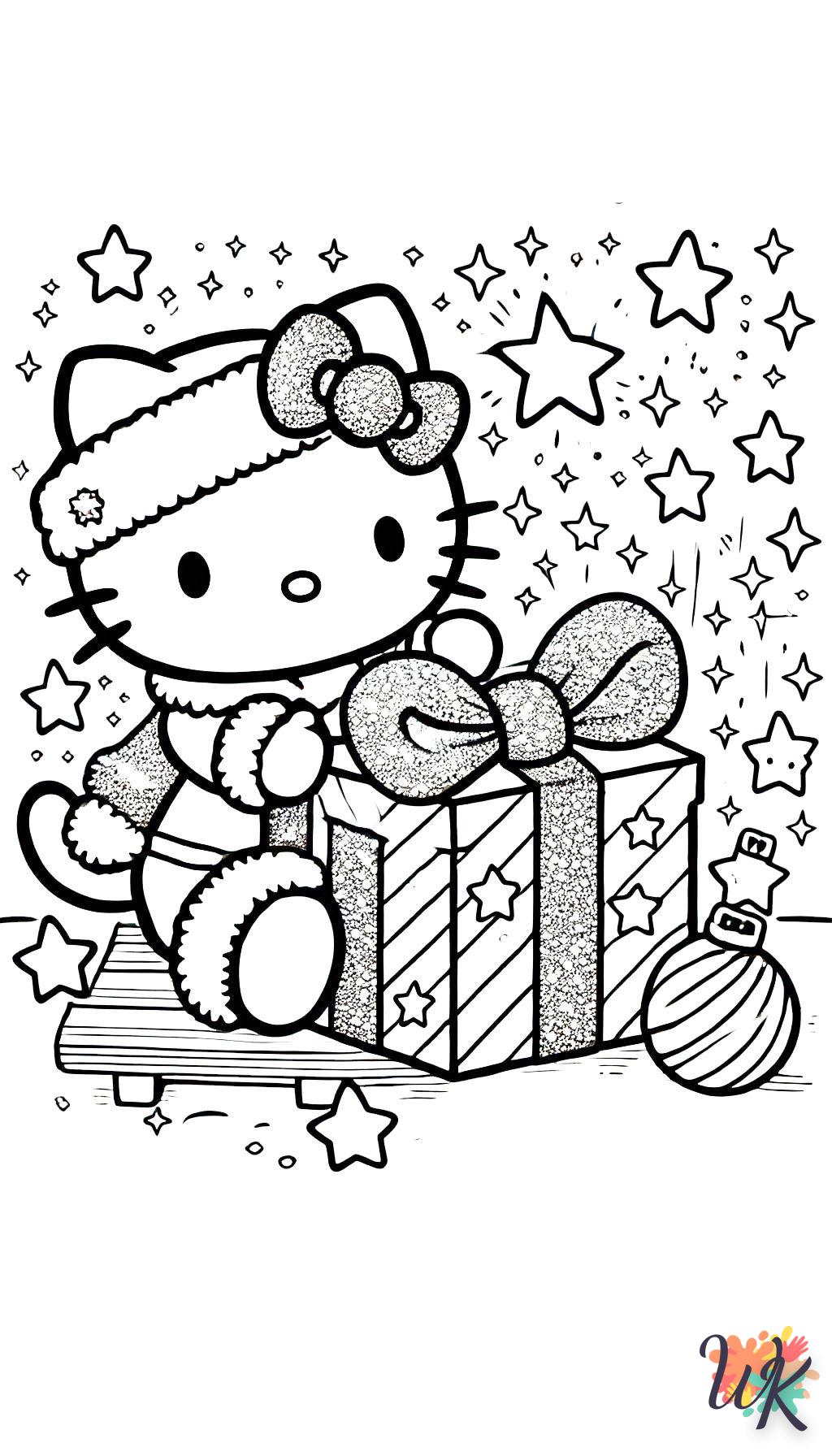 coloriage Hello Kitty Noël  licorne en ligne gratuit à imprimer