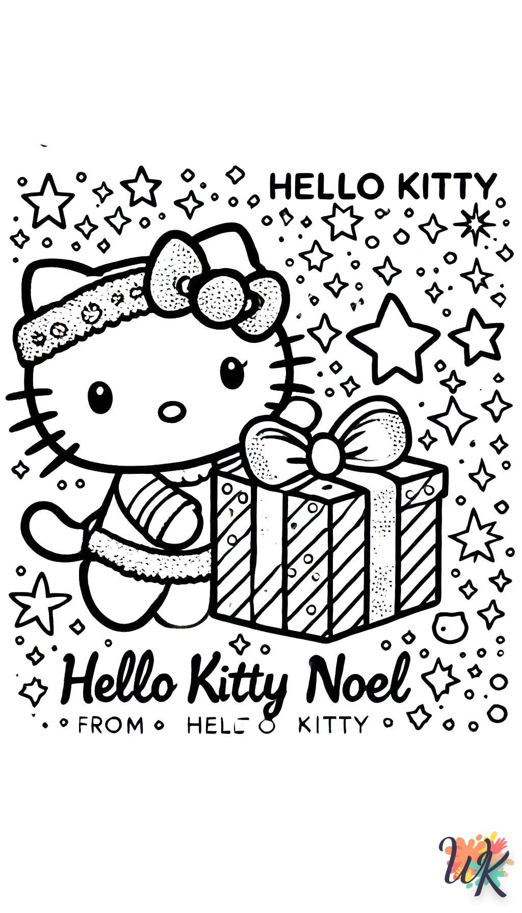 coloriage Hello Kitty Noël  en ligne à imprimer