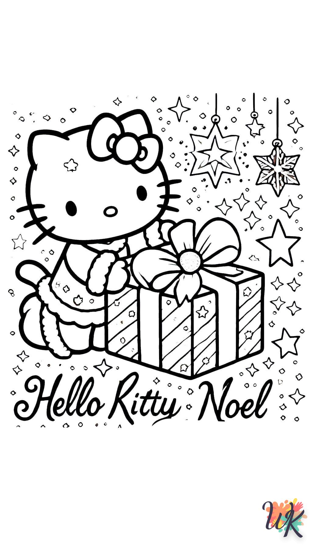 coloriage Hello Kitty Noël  à colorier en ligne