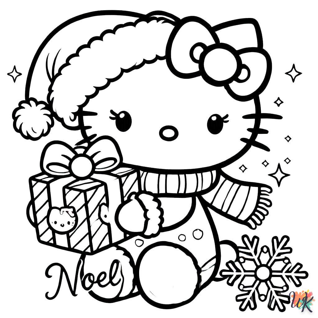 coloriage Hello Kitty Noël  pour enfant à imprimer